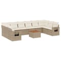 Miniatyrbillede 1 af 3: vidaXL sofasæt til haven 11 dele med hynder polyrattan beige