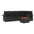 Miniatyrbillede 1 af 3: vidaXL sofasæt til haven 6 dele med hynder polyrattan sort