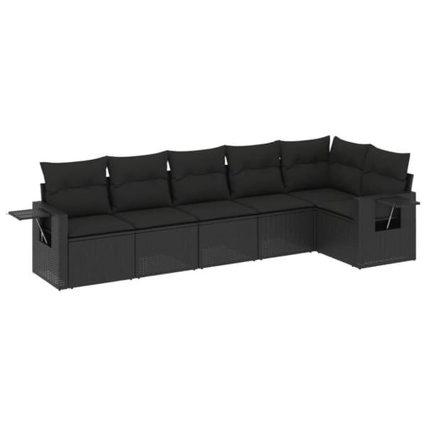 vidaXL sofasæt til haven 6 dele med hynder polyrattan sort