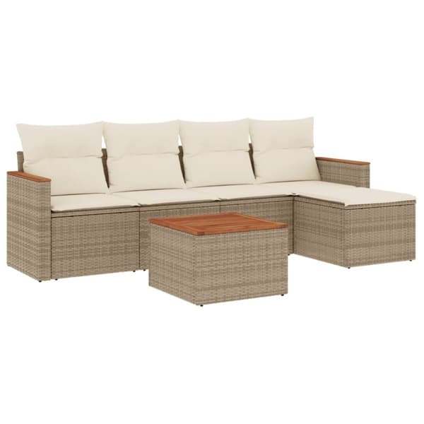 vidaXL sofasæt til haven 6 dele med hynder polyrattan beige