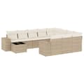 Miniatyrbillede 3 af 11: vidaXL sofasæt til haven 11 dele med hynder polyrattan beige