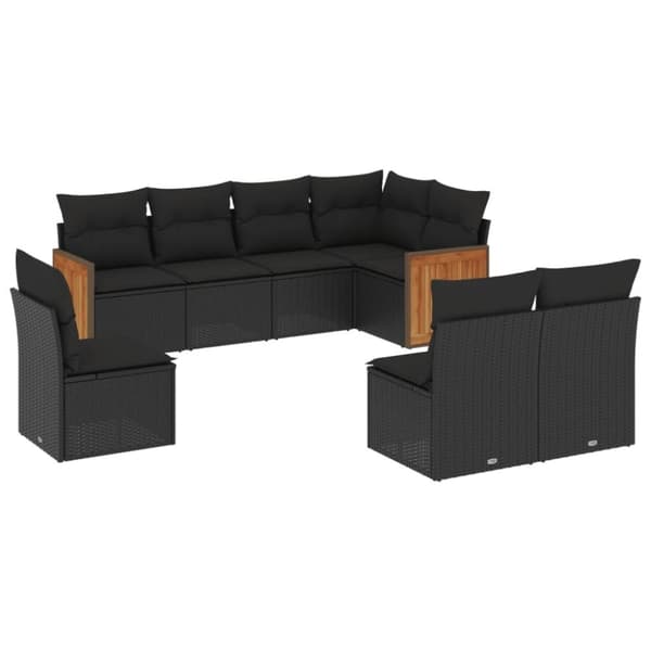 vidaXL sofasæt til haven 8 dele med hynder polyrattan sort
