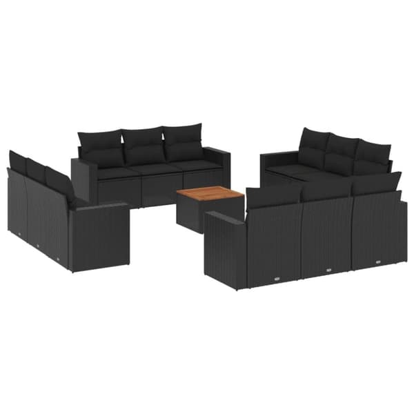 vidaXL sofasæt til haven 13 dele med hynder polyrattan sort