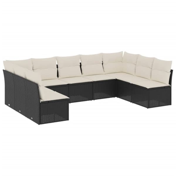 vidaXL sofasæt til haven 9 dele med hynder polyrattan sort