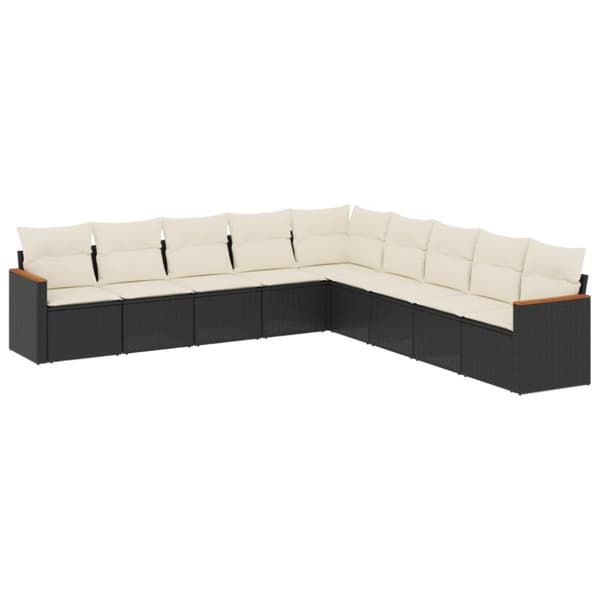 vidaXL sofasæt til haven 9 dele med hynder polyrattan sort