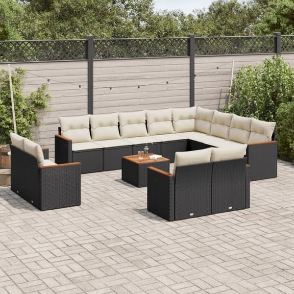 vidaXL sofasæt til haven 13 dele med hynder polyrattan sort