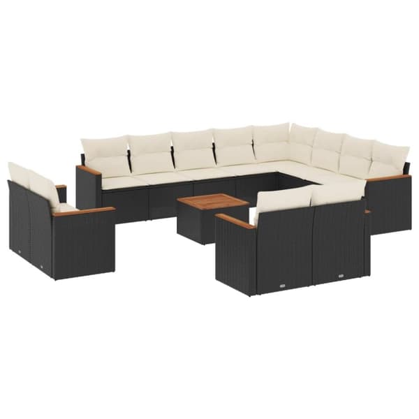 vidaXL sofasæt til haven 13 dele med hynder polyrattan sort