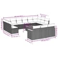 Miniatyrbillede 9 af 11: vidaXL sofasæt til haven 14 dele med hynder polyrattan sort