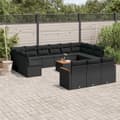 Miniatyrbillede 2 af 11: vidaXL sofasæt til haven 14 dele med hynder polyrattan sort
