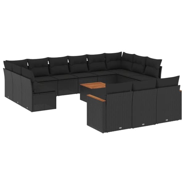vidaXL sofasæt til haven 14 dele med hynder polyrattan sort