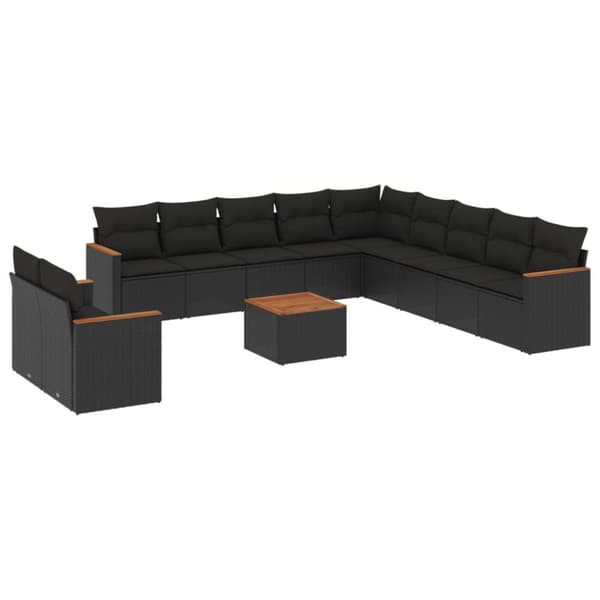 vidaXL sofasæt til haven 12 dele med hynder polyrattan sort