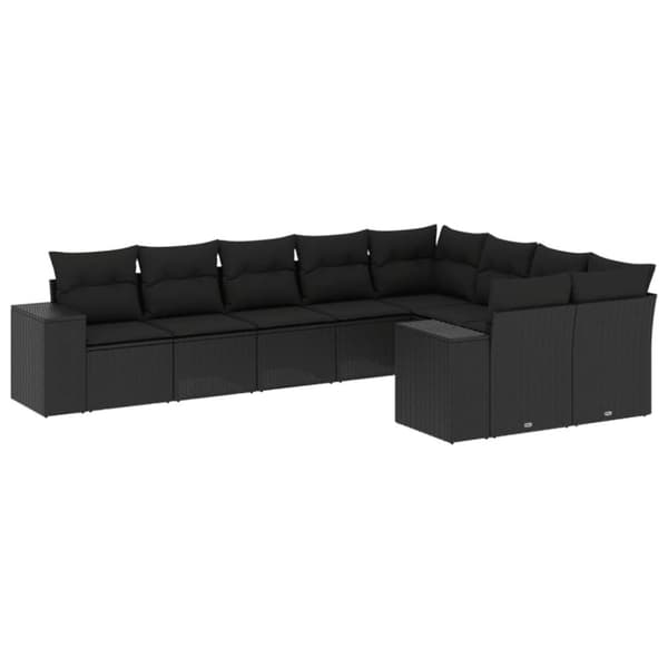 vidaXL sofasæt til haven 9 dele med hynder polyrattan sort