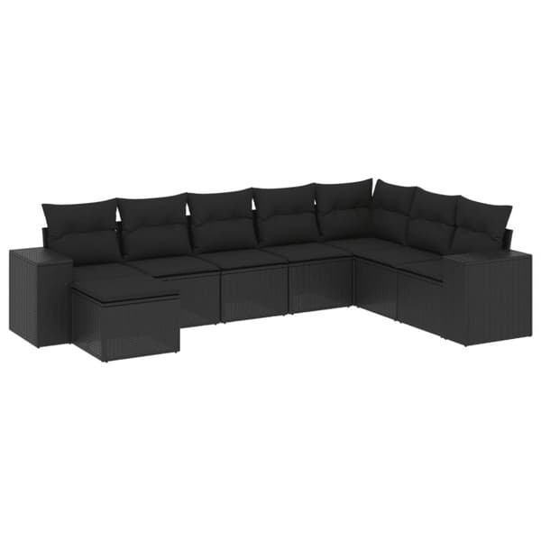 vidaXL sofasæt til haven 8 dele med hynder polyrattan sort
