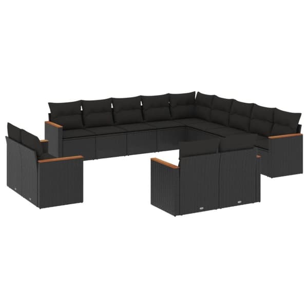 vidaXL sofasæt til haven 13 dele med hynder polyrattan sort
