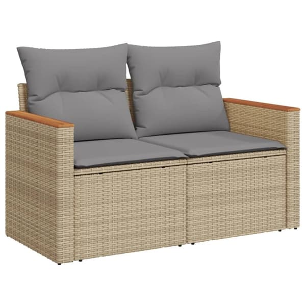 vidaXL havesofasæt 8 dele med hynder polyrattan beige