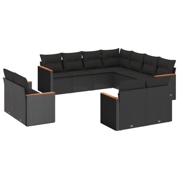 vidaXL sofasæt til haven 11 dele med hynder polyrattan sort