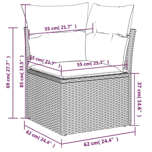 vidaXL sofasæt til haven 11 dele med hynder polyrattan sort