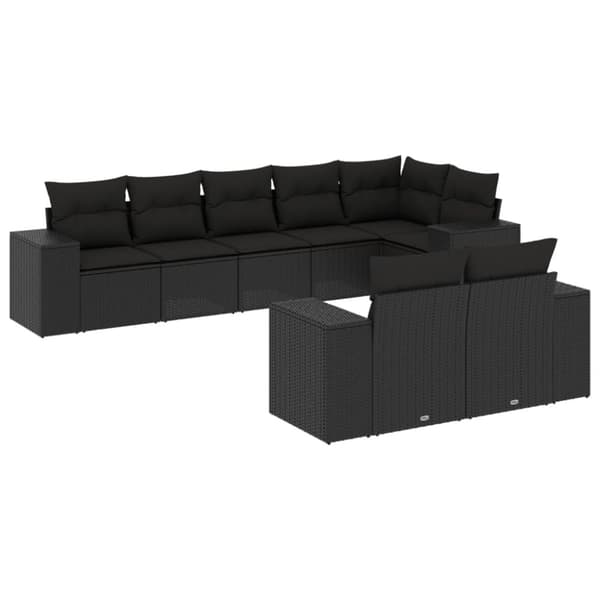 vidaXL sofasæt til haven 8 dele med hynder polyrattan sort