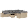 Miniatyrbillede 3 af 11: vidaXL sofasæt til haven 10 dele med hynder polyrattan beige