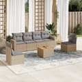 Miniatyrbillede 11 af 11: vidaXL havesofasæt 7 dele med hynder polyrattan beige