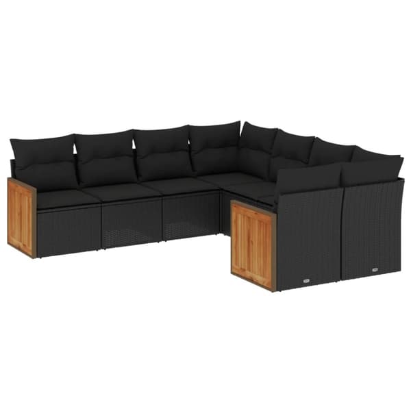 vidaXL sofasæt til haven 8 dele med hynder polyrattan sort