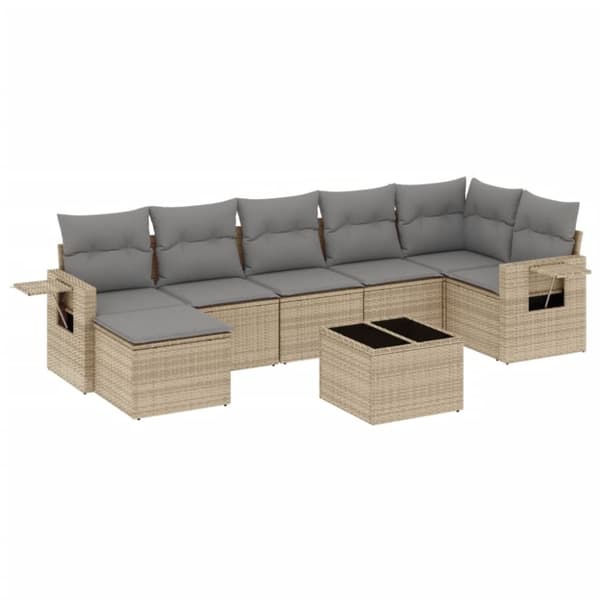 vidaXL sofasæt til haven 8 dele med hynder polyrattan beige