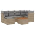 Miniatyrbillede 2 af 11: vidaXL havesofasæt 7 dele med hynder polyrattan beige