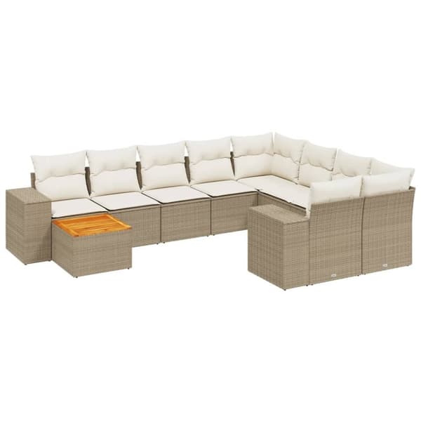 vidaXL sofasæt til haven 10 dele med hynder polyrattan beige