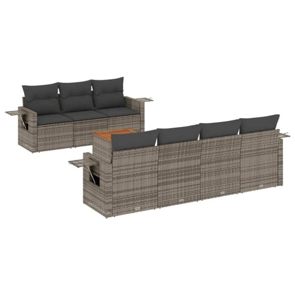 vidaXL sofasæt til haven 8 dele med hynder polyrattan grå