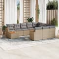 Miniatyrbillede 3 af 3: vidaXL sofasæt til haven 11 dele med hynder polyrattan beige