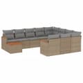 Miniatyrbillede 1 af 3: vidaXL sofasæt til haven 11 dele med hynder polyrattan beige