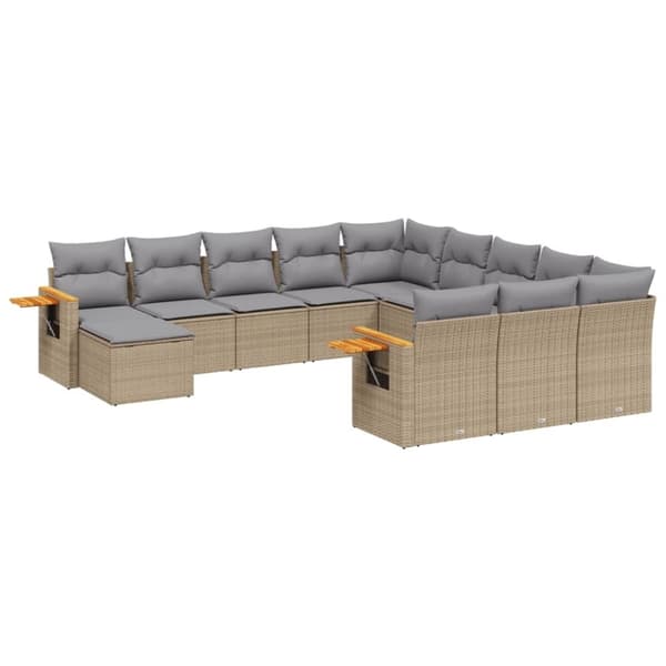 vidaXL sofasæt til haven 11 dele med hynder polyrattan beige
