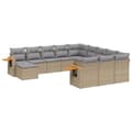 Miniatyrbillede 1 af 3: vidaXL sofasæt til haven 11 dele med hynder polyrattan beige