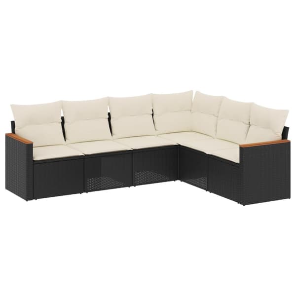 vidaXL sofasæt til haven 6 dele med hynder polyrattan sort