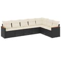 Miniatyrbillede 1 af 11: vidaXL sofasæt til haven 7 dele med hynder polyrattan sort