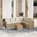 Miniatyrbillede 11 af 11: vidaXL sofasæt til haven 7 dele med hynder polyrattan beige