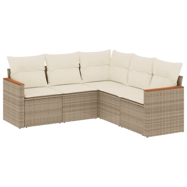 vidaXL sofasæt til haven 5 dele med hynder polyrattan beige