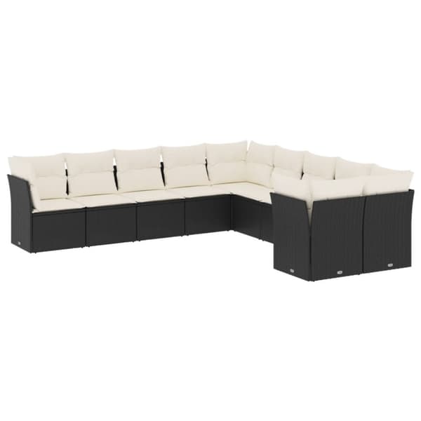 vidaXL sofasæt til haven 10 dele med hynder polyrattan sort