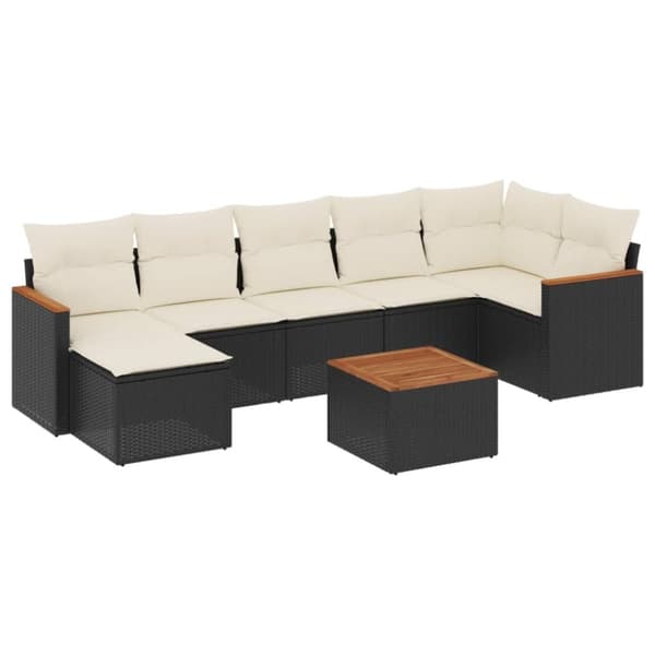 vidaXL sofasæt til haven 8 dele med hynder polyrattan sort