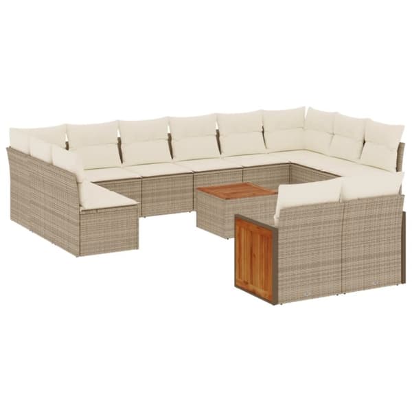 vidaXL sofasæt til haven 13 dele med hynder polyrattan beige