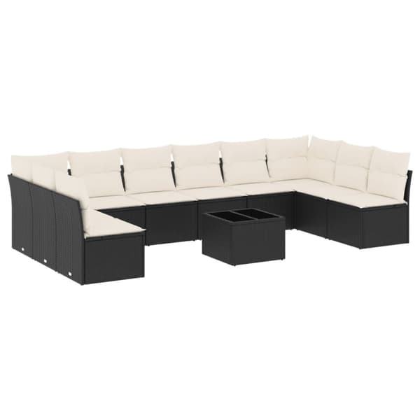 vidaXL sofasæt til haven 11 dele med hynder polyrattan sort