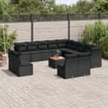 Miniatyrbillede 3 af 3: vidaXL sofasæt til haven 14 dele med hynder polyrattan sort