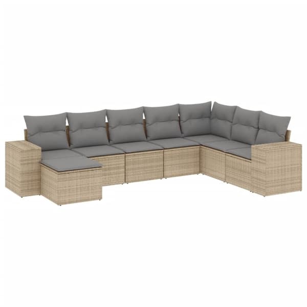 vidaXL sofasæt til haven 8 dele med hynder polyrattan beige