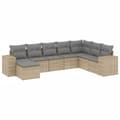 Miniatyrbillede 3 af 11: vidaXL sofasæt til haven 8 dele med hynder polyrattan beige