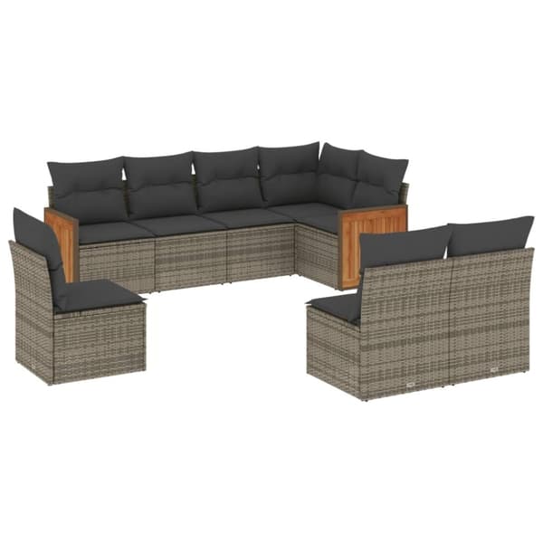 vidaXL sofasæt til haven 8 dele med hynder polyrattan grå