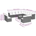 Miniatyrbillede 8 af 11: vidaXL sofasæt til haven 14 dele med hynder polyrattan sort
