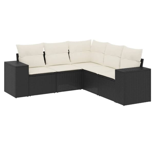 vidaXL sofasæt til haven 5 dele med hynder polyrattan sort