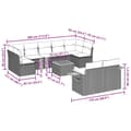 Miniatyrbillede 10 af 11: vidaXL sofasæt til haven 10 dele med hynder polyrattan sort