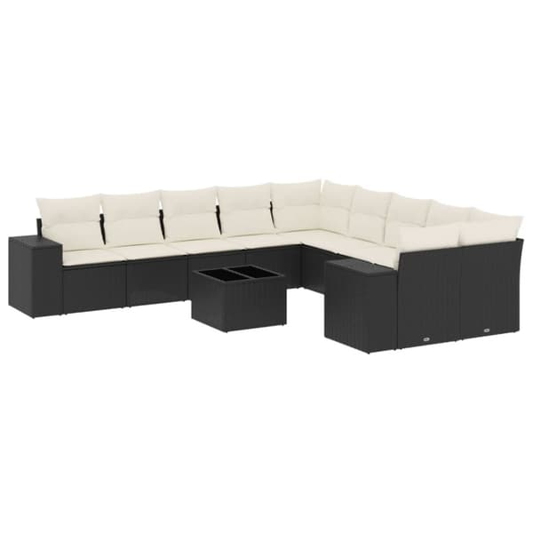 vidaXL sofasæt til haven 11 dele med hynder polyrattan sort