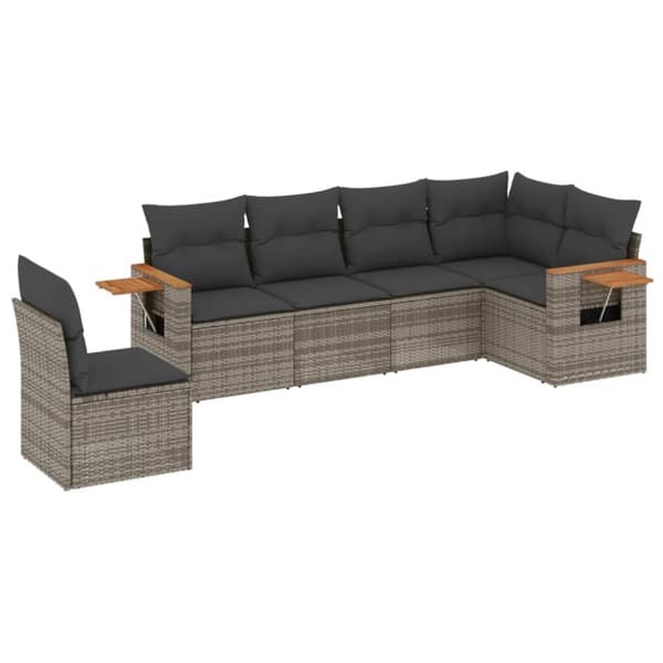 vidaXL sofasæt til haven 6 dele med hynder polyrattan grå